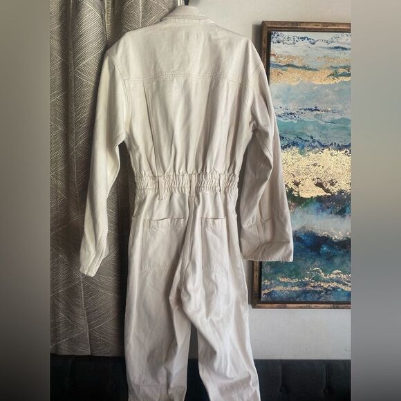 Agolde Tatum Ivory Denim Utility Jumpsuit Long Sleeve Buttons Sz Small (Not Belt - Picture 8 of 16